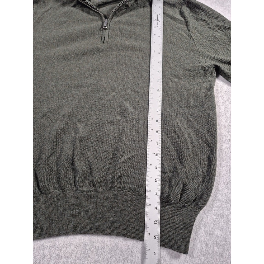 Brooks Brothers Sweater 1/4 Zip Men's L Brookstech Merino Wool Green Preppy - Picture 5 of 6